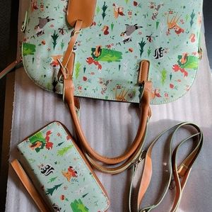 Leatherette Disney Bambi Tote bag purse with wallet.